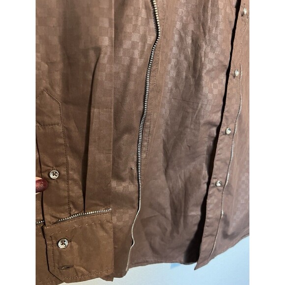Victorious Mens Dress Button Up Shirt Size Small Brown Check Y2K - Picture 3 of 4